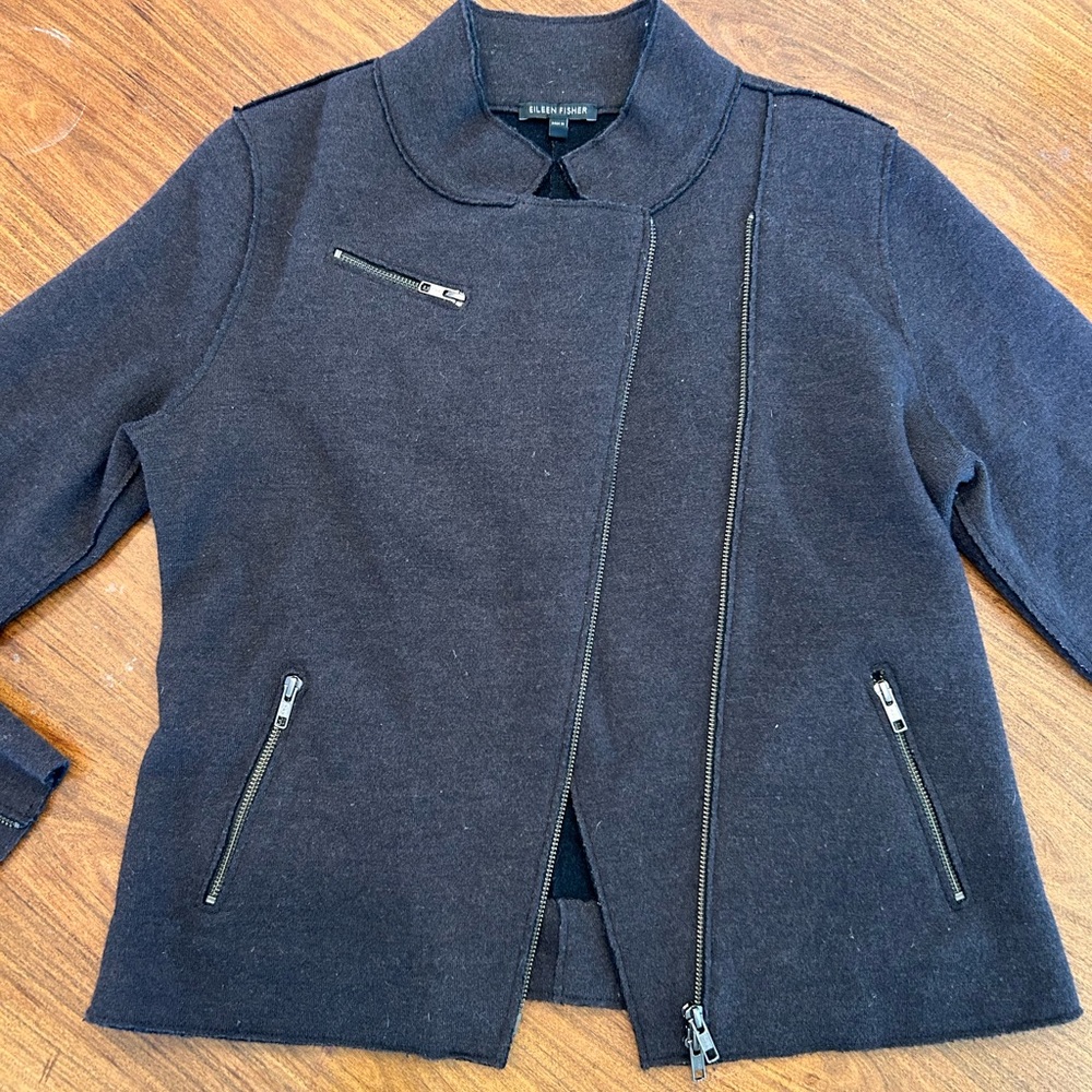 Eileen Fisher Asymmetrical Zip Jacket